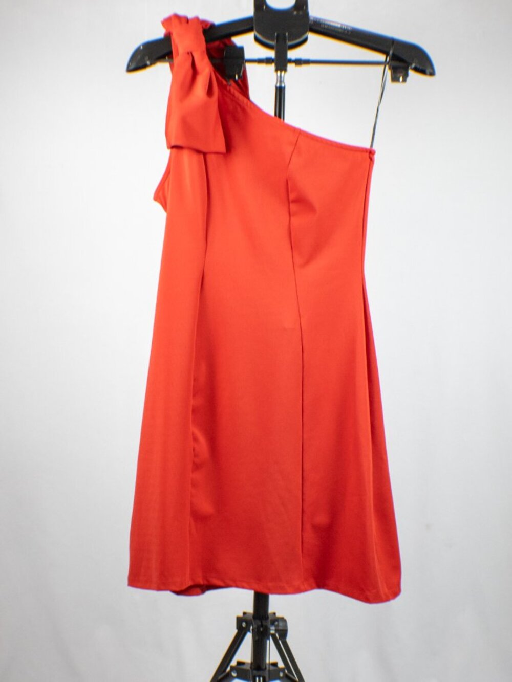 Divided H&M Womens Small Red One Shoulder Bow Mini Dress Cocktails Party